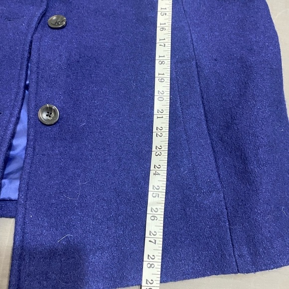 Lands end womens blue pea coat wool lined overcoat single breasted button up 18W - Picture 11 of 11